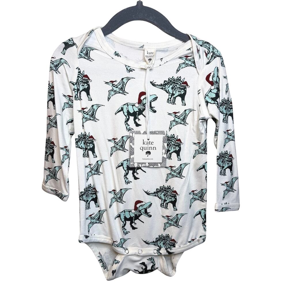 Kate Quinn Bamboo Christmas Dino Santa Bodysuit Size 18-24 Months NWT